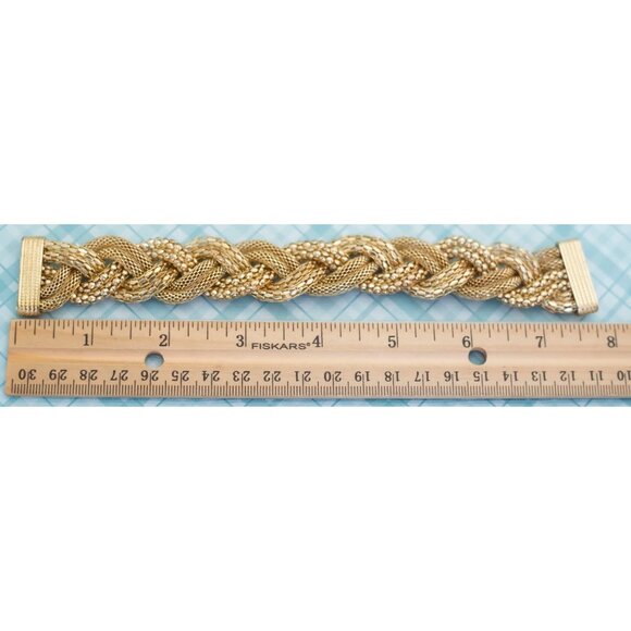 Vintage Large Ropes Gold Tone Bracelet - 7.5 inch - L20 - Picture 3 of 3